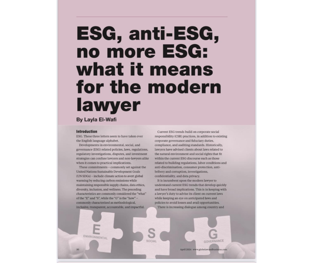 ESG article for modern lawyer